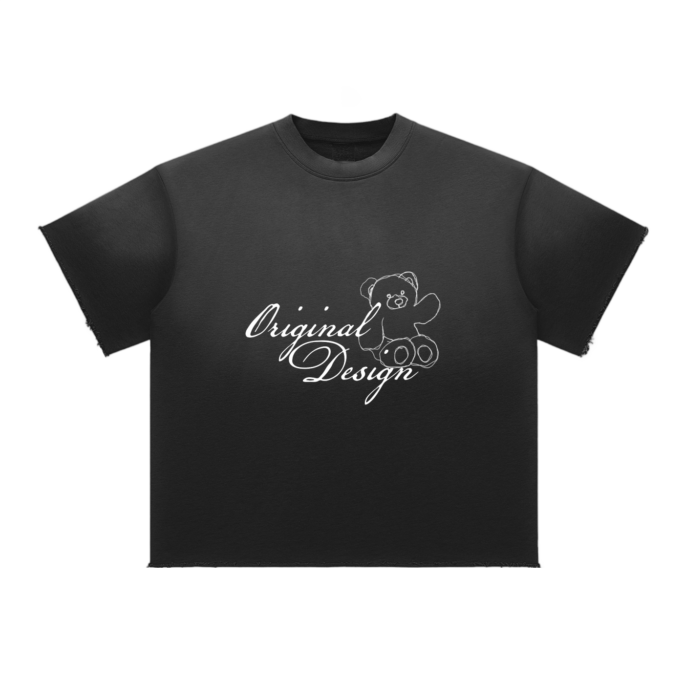 Original Design Sun Fade Raw Edge T-Shirt (black)
