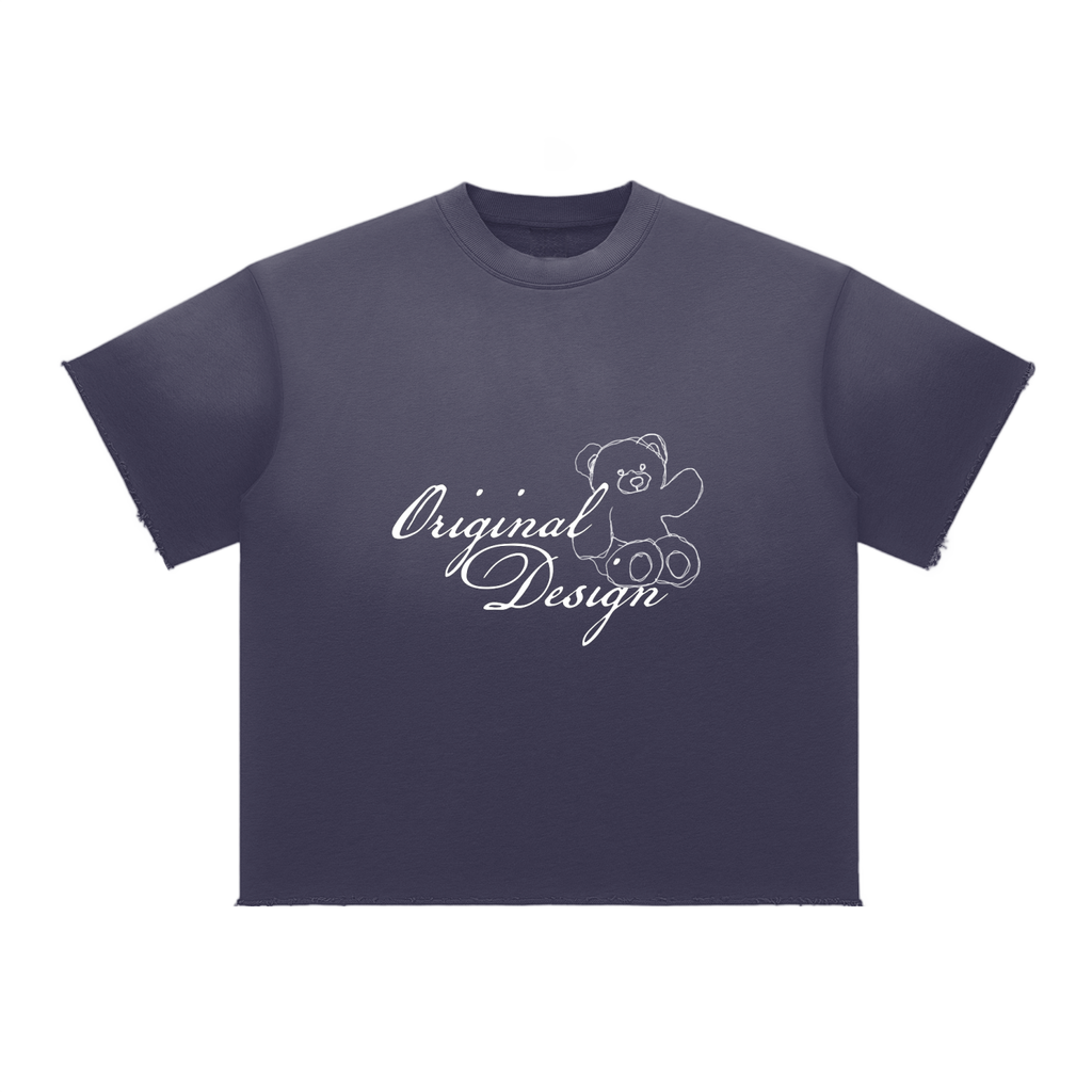 Original Design Sun Fade Raw Edge T-Shirt (navy blue)