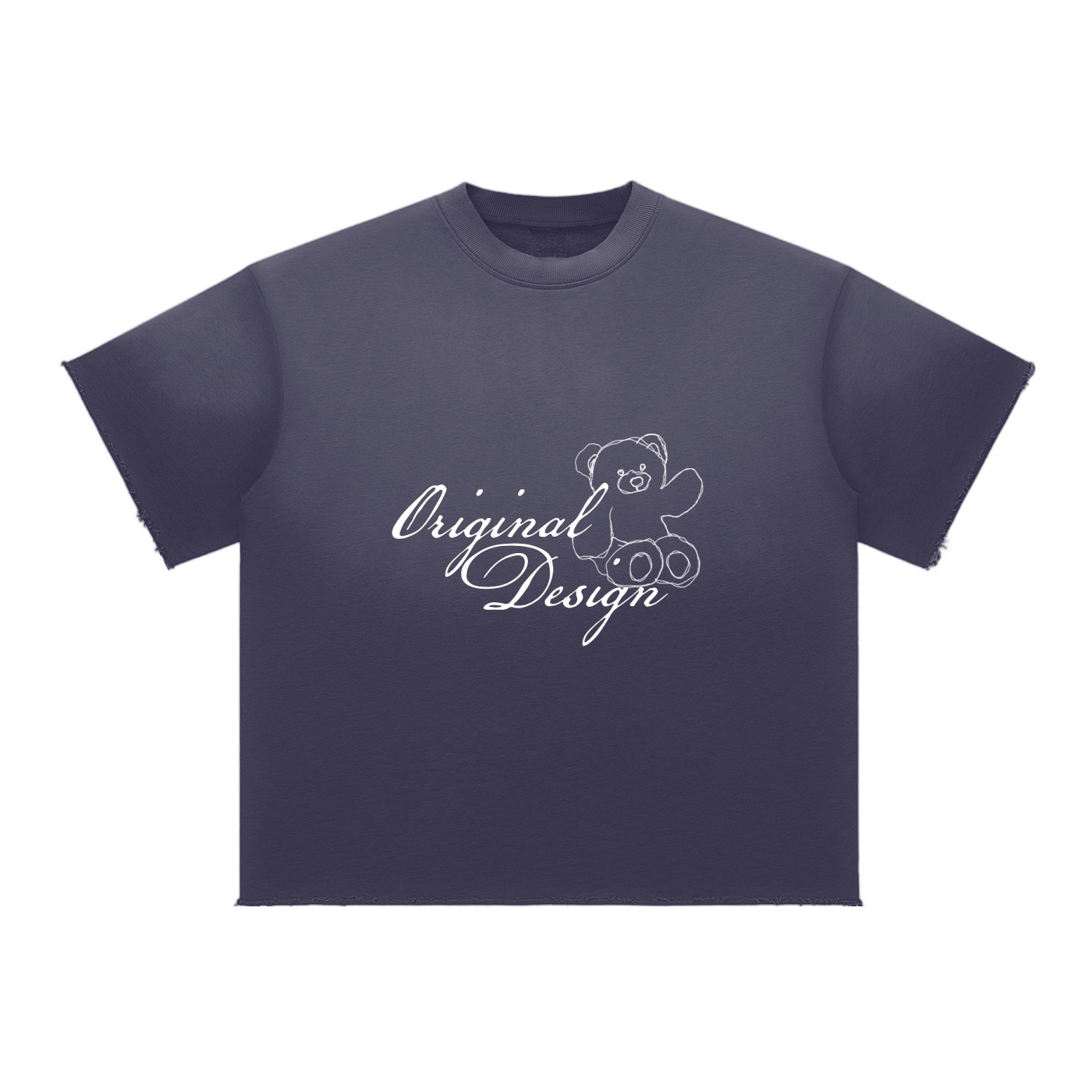 Original Design Sun Fade Raw Edge T-Shirt (navy blue)