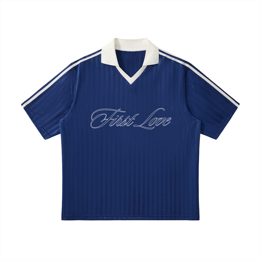 First Love Collar Striped Soccer Jersey