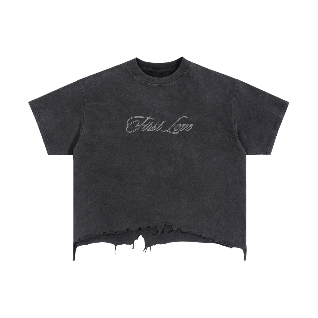 First Love Boxy Distressed Hem T-Shirt