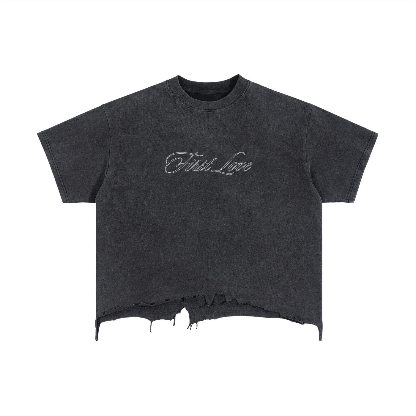 First Love Boxy Distressed Hem T-Shirt